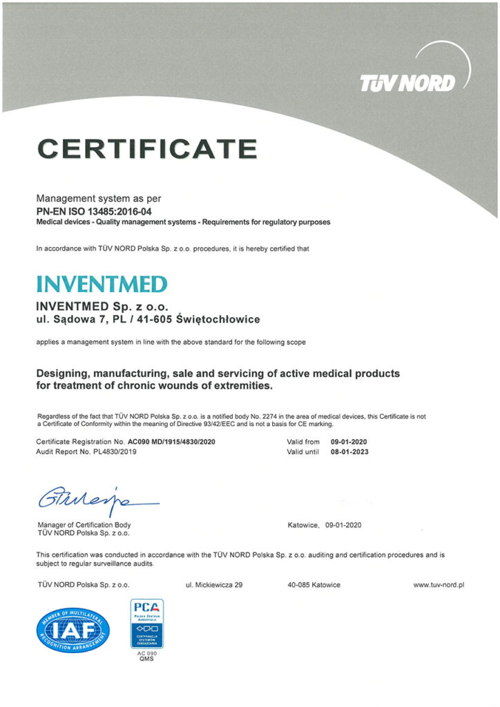 Certificate ISO TUV NORD INVENTMED