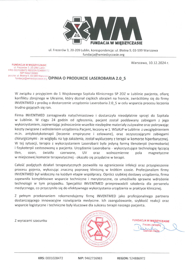 1ST MILITARY CLINICAL HOSPITAL IN LUBLIN laserobaria Inventmed